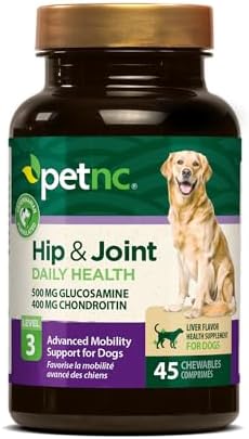 PetNC Level-3 Hip & Joint Chewables for Adult Dogs, Liver, 45 Count