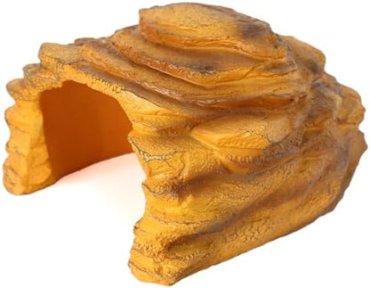 Resin Reptile Hideout,Large Rock Cave Habitat Decor for Reptile and Amphibians.Rock Basking Platform,Terrarium & Aquarium Decor for Bearded Dragons,Lizards,Snakes,Turtles,Gecko,Tortoises,Small Animals