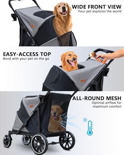 Dog Stroller for Large & Medium Dogs, up to 130 lbs Pet Stroller