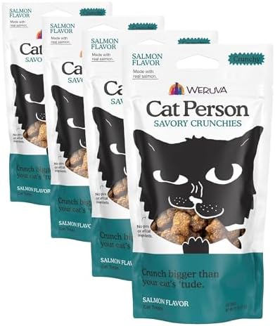 Cat Person, Salmon Savory Crunchies Cat Treats, 2oz Bag (Pack of 4)