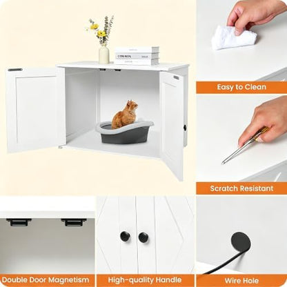 Dwanton Cat Litter Box Enclosure, Hidden Litter Box Furniture, 27.6 Inches