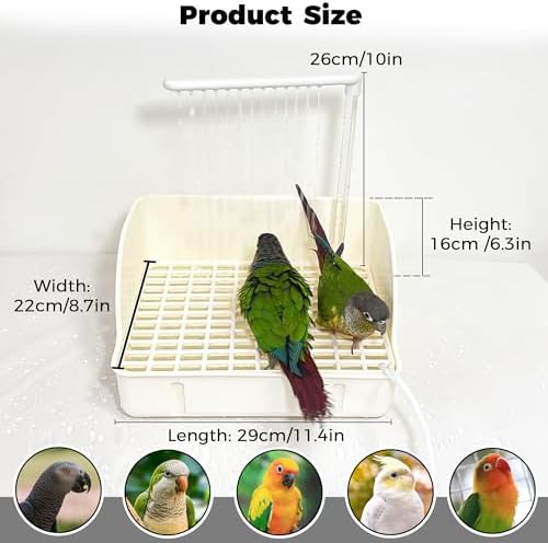 Automatic Parakeet Bird Bath with Pump, Large Bird Shower Fountain