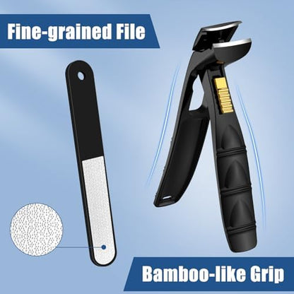 SHINLEA Nail Clippers for Seniors Thick Toenail, Professional Fingernail Toenail Clippers with Catcher, Sharp Wide Opening and Long Handle Nail Cutter for Men Women, Black