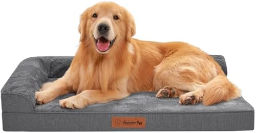 Rainmr Dog Beds for Small Dogs - Washable Pet Bed for Puppy and Kitten with Slip-Resistant & Waterproof Cover, 36x27 Inches, Dark Grey