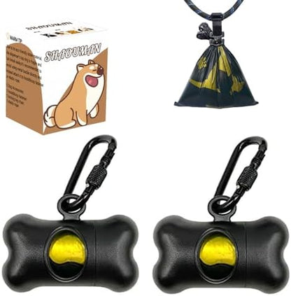 Bone Shaped Dog Waste Bag Dispenser with Leakproof Bags, 2 Holders, 30 Bags, Black