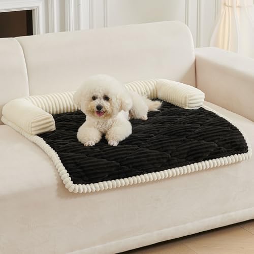 HAOMAIJIA Dog Couch Bed for Large Dogs, Non Slip Pet Couch Covers for Sofa Thick Soft Washable Dog Couch Cover Protector All Seasons Universal Dogs and Cats Bed Mat (Black, Large)