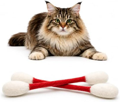 Glaciart One XXL Swabs Cat Toys with Catnip - 2 Pk | Durable for Chew, Cute Cat Toys Interactive Kitty for Boredom, Exercise, & Play | Filled w/Organic Catnip for Anxiety & as Digestive Aid