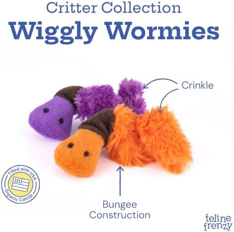 P.L.A.Y. PET Lifestyle and You Feline Frenzy Wiggly Worms Plush Squeaky CAT Toy