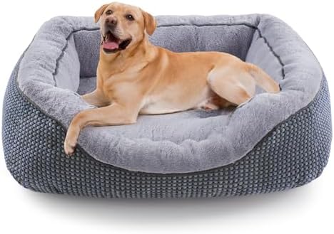 INVENHO Large Dog Beds Large Sized, Washable Orthopedic Warming Soft Sleeping Durable with Anti-Slip Bottom