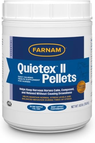 Farnam Quietex II Horse Calming Supplement Pellets, Helps Manage Nervous Behavior and Keep Horses Calm & Composed in Stressful Situations, 1.625 Lbs, 26 Day Supply (Pack of 6)