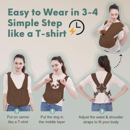 Supet Dog Sling Carrier for Small Pet, Adjustable Hands Free Front Backpack