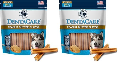 AMERICAN KENNEL CLUB Dentacare Large Breed Peanut Flavored Dental Dog Treats, Naturally Flavored, 15 Count (Pack of 2)