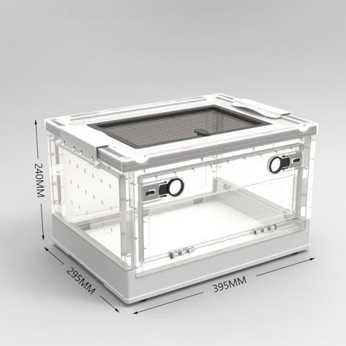 OMEM Large Portable Reptile Tank with 360 View, Mesh Top, Foldable Frame, Bottom Pulley, Ideal Habitat for Gecko, Frog, Spider, Lizard, Turtle, Scorpion (White)