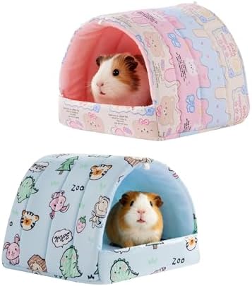 2 PCS Guinea Pig Hideout Guinea Pig House Guinea Pig Bed, Washable Hamster House Small Animal Cage Accessories for Mouse Chinchillas Hamsters Hedgehogs Ferrets Bearded Dragons and Rats