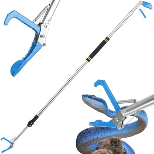 Snake Grabber Tool, 66" Snake Tongs Removal Professional Collapsible Rattlesnake Reptile Grabber Long Reach Grabber Heavy Duty Wide Jaw Handling Tool with Lock Non-Slip Foam Grip