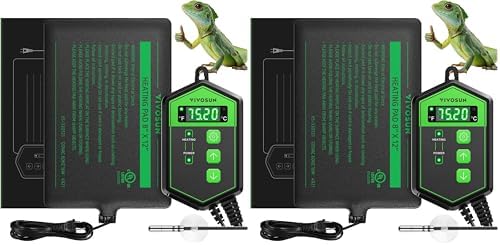 VIVOSUN Reptile Heating Pad 8x12 Inch with Thermostat Combo Under Tank Terrarium Heating Mat for Turtles, Lizards, Frogs, and Other Reptiles (Pack of 2)