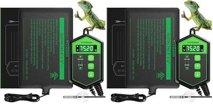 VIVOSUN Reptile Heating Pad 8x12 Inch with Thermostat Combo Under Tank Terrarium Heating Mat for Turtles, Lizards, Frogs, and Other Reptiles (Pack of 2)