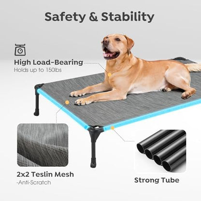 Veehoo 2 Pack Outdoor Elevated Dog Bed for Large Dogs, Cooling Raised Cots