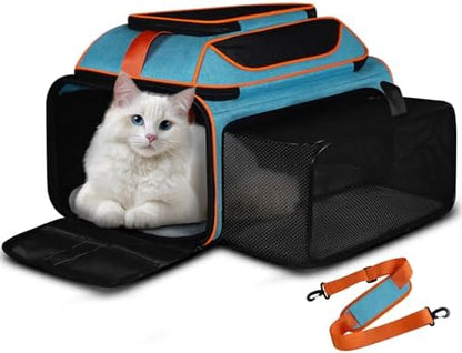 Petskd Top and Side Expandable Pet Carrier Airline Approved, Blue