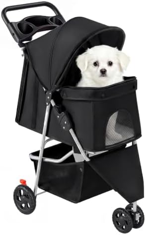 NEWBULIG 3 Wheel Foldable Pet Stroller for Dogs and Cats