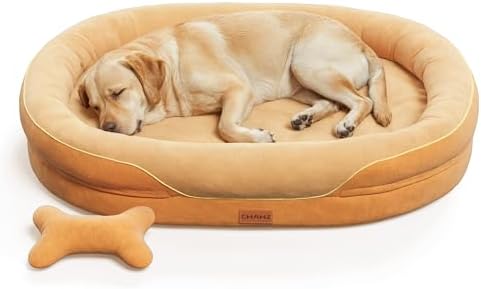 CWAWZ Jumbo Orthopedic Dog Bed, Big Dog Beds for Extra Large Sized Dogs with Full-Surround Bolsters, Dual-Sided Dog Cooling Bed with Memory Foam, Washable Pet Sofa Couch with Nonslip Bottom, Brown