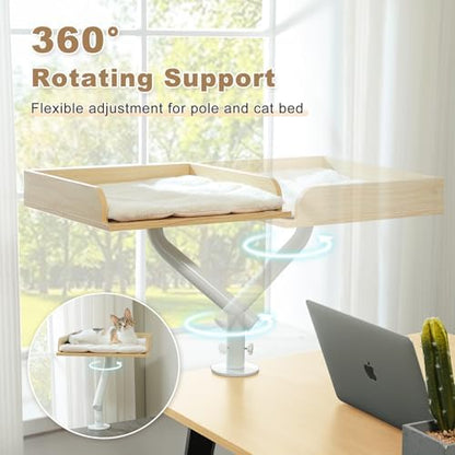 PAWZ Road Cat Desk Bed 360°Rotating Supports to 50 Lbs Cozy Nest for Desk