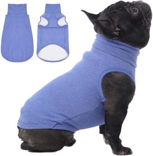 IECOii Small Dog Sweater,Stretch Fleece Vest - Blue, Medium