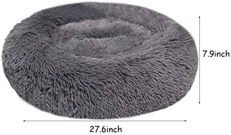 Plush Calming Donut Dog Bed for Small to Medium Dogs, 28 Inch Round Pet Bed