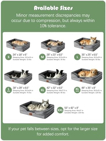 Spotted Play Orthopedic Dog Bed with Sides - Dog Sofa Beds for Extra Large Dogs, Supportive Foam Pet Couch Bed with Washable Removable Cover, Waterproof Lining and Non-Slip Bottom, Grey - XL-Plus