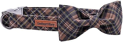Lionheart glory Premium Plaid Dog Collars, Bowtie Dog Collar, Adjustable Heavy Duty Dog Collar with Bow for Large Dogs