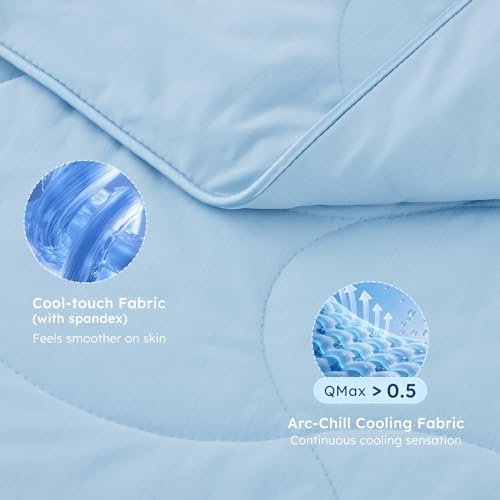 ZOMISIA Premium Cooling Blanket for Large Dogs - Q-MAX>0.5 Breathable Washable Dog Cooling Mat, Travel Soft Pet Summer Essentials, Blue, 50"x60"