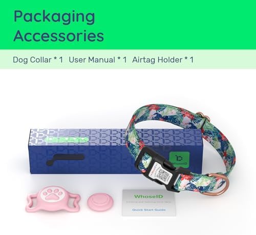 Airtag Dog Collar,with Waterproof airtag Holder，Original Stylish Cute Pattern Design.QR Code ID Buckle，Comfortable Soft Cotton for Small Medium Large Dogs