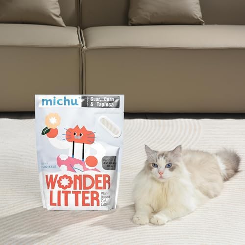 Michu Tofu Cat Litter Natural Clumping Tofu Cat Litter 5.5lb/88oz 5 Scents (Peach + Wonder Litter, 2 Pack)