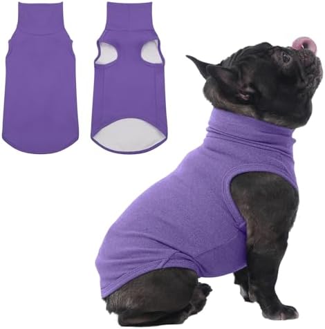 IECOii Small Dog Sweater,Stretch Fleece Vest - Purple, Medium