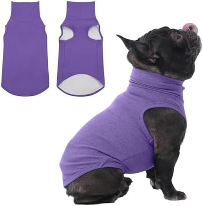 IECOii Small Dog Sweater,Stretch Fleece Vest - Purple, Medium