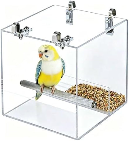 Automatic Acrylic Bird Feeder No Mess Bird Feeder Cage for Small Birds