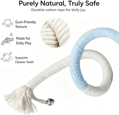 4-Pack Cat Toys for Indoor Cats, Woven Cotton Rope Toys with Bells