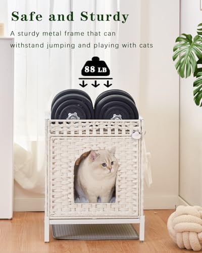 SETVSON Cat Litter Box Enclosure Hidden Litter Box Furniture, White