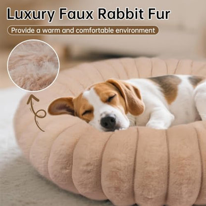 Donut Dog Beds Large Sized Dog Washable Plush Pet Bed,36in Brown