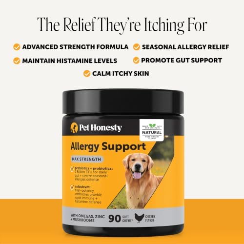 Pet Honesty Max Strength Dog Allergy Chews for Itch Relief, Chicken, 90ct