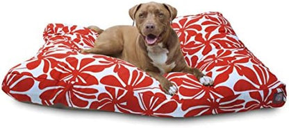 Majestic Pet Rectangular Dog Bed, X-Large, 50x42x5 in, Washable, Red