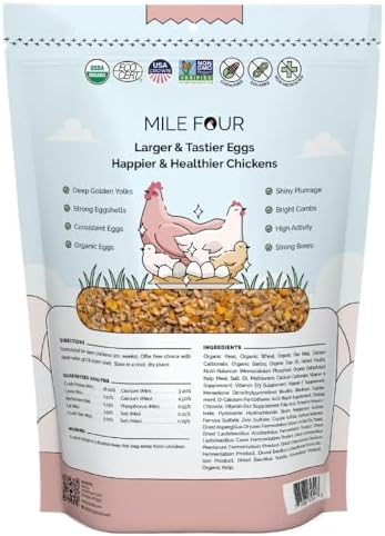 Mile Four Organic Chicken Feed, Layer Whole Grain, Non-GMO, US Grown 2 lbs