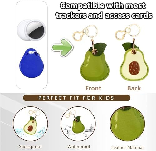 BORKUANA PU Leather Keychain Holder Protective Case Compatible with AirTag