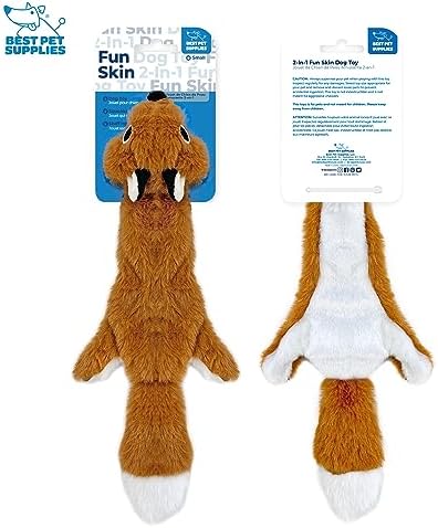 Best Pet Supplies 2-in-1 Stuffless Squeaky Dog Toy - Fox, Raccoon, Small