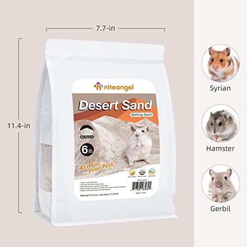 Niteangel Hamster Desert Bath Sand: 6lb/96oz No-Dust Bath & Easy to Clumps