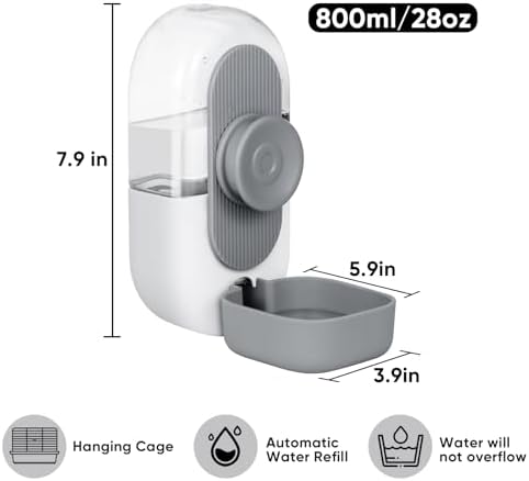 Lemtrflo 28oz Rabbit Water Bottle Dispenser, Bunny Cage Water Bowl