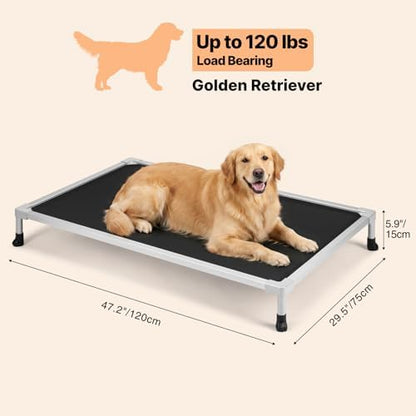 Veehoo Chew Proof Elevated Dog Bed, Silver Aluminum Dog Cot, Pre-Assembled