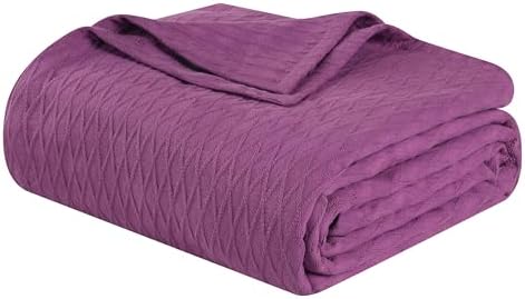 Superior Cotton Blanket, Lightweight, Breathable Bedding, Twin, Purple