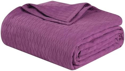 Superior Cotton Blanket, Lightweight, Breathable Bedding, Full/Queen, Purple