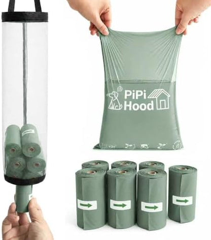 Hanging Dog Poop Bag Pouch with 105 Bags, 0.8 Mil Thick Waste Bags